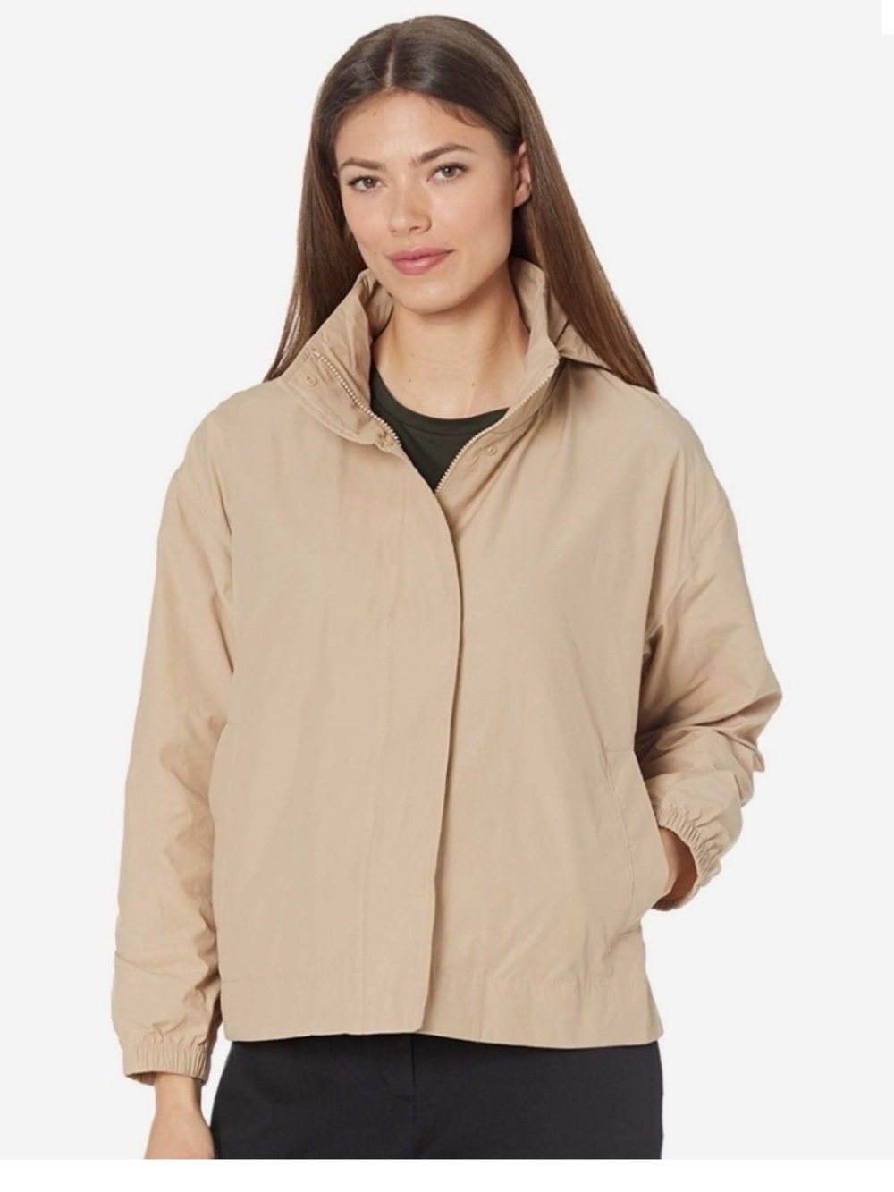 NWOT Eileen Fisher Collared Lightweight Pink Brown Nylon Jacket
